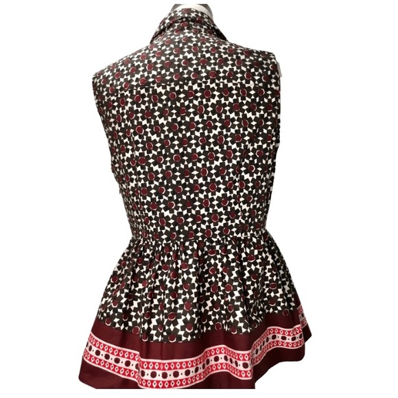 Kate Spade Rambling Roses Floral Tile Peplum Top - Picture 2 of 11